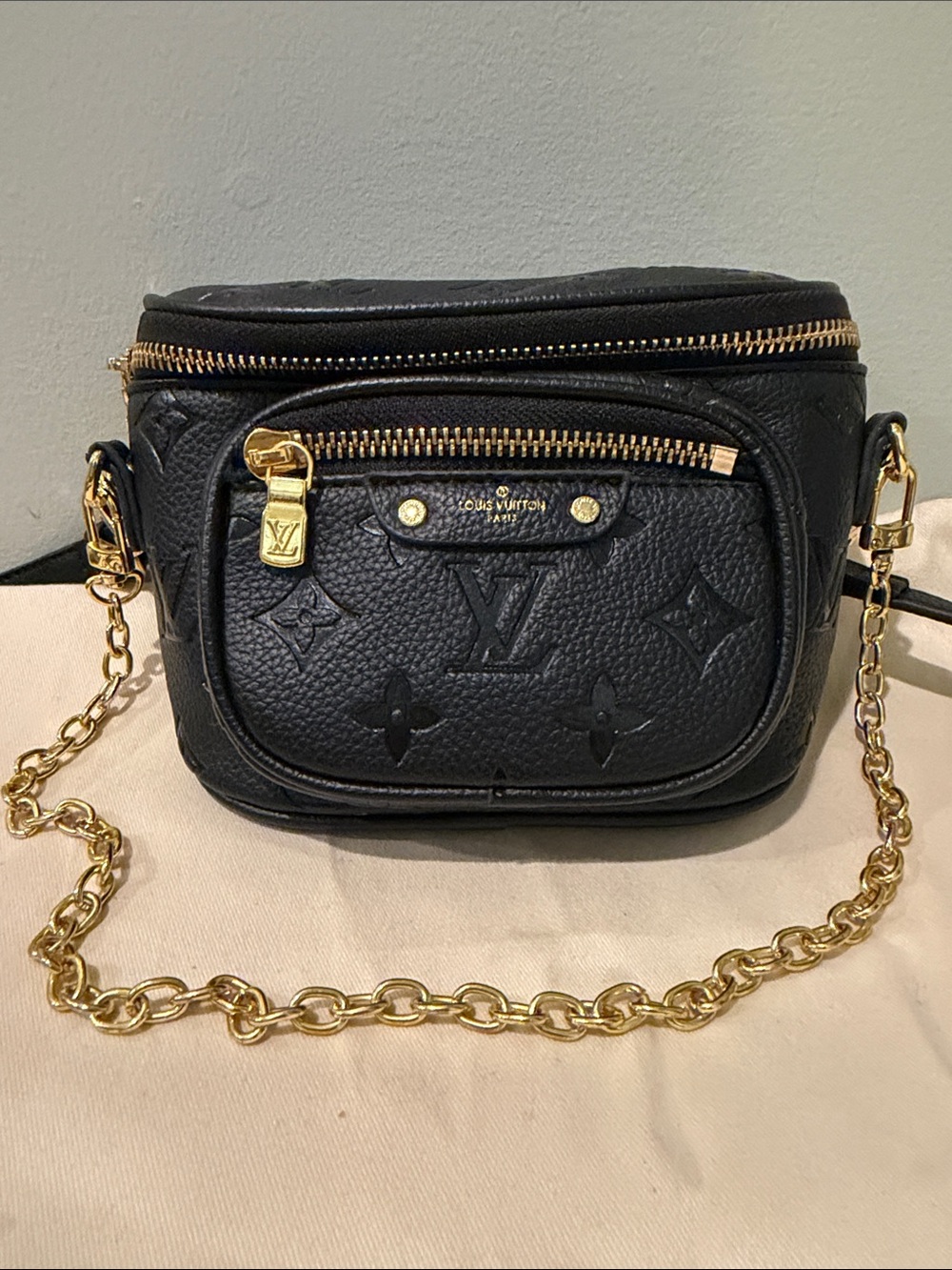 Inspired Black Monogram Empreinte Chain Crossbody Bag